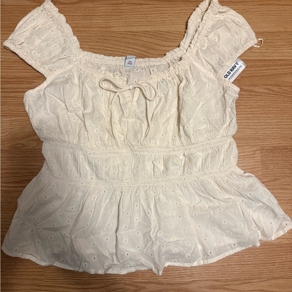 Old Navy Women's Off-White Eyelet Blouse/Shirt Size Large